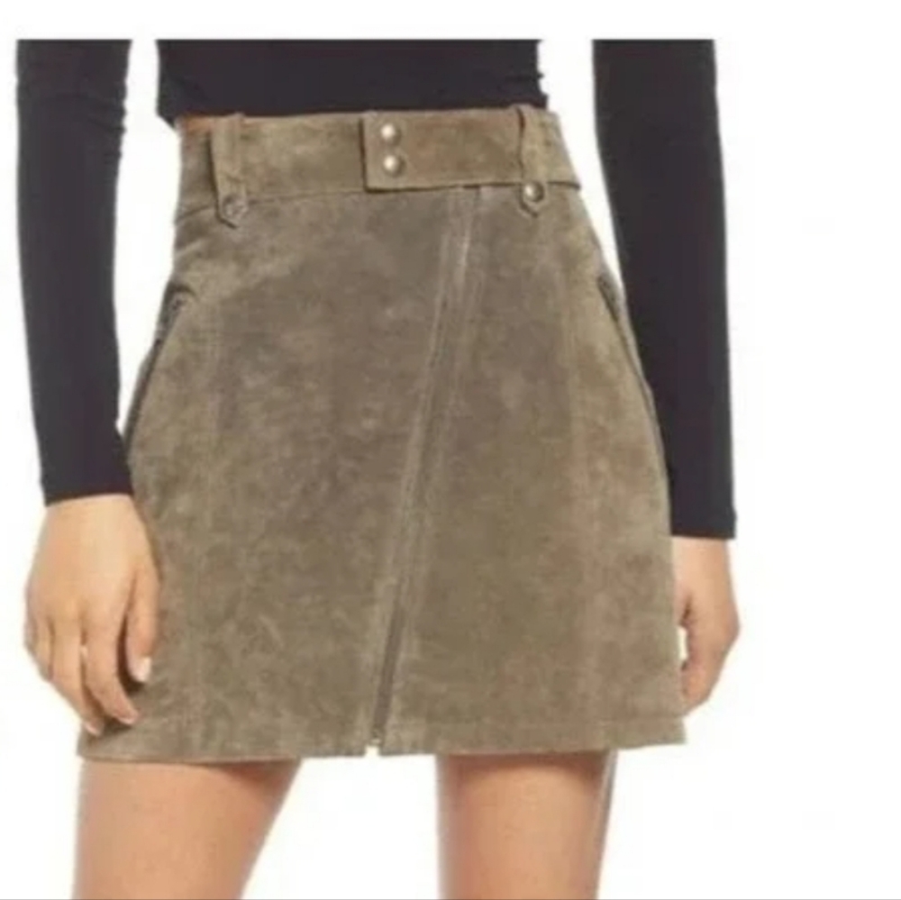 Blank NYC Olive Green Suede Mini Skirt